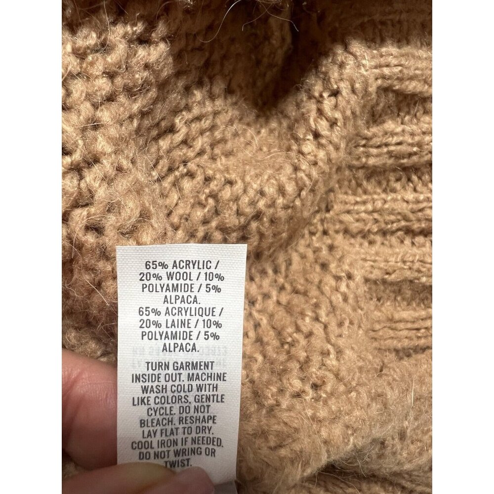 Aerie Women XS Sweater Oversize Boxy Fit Wool Alpaca Polyamide Tan Clunky Knit - Picture 5 of 9
